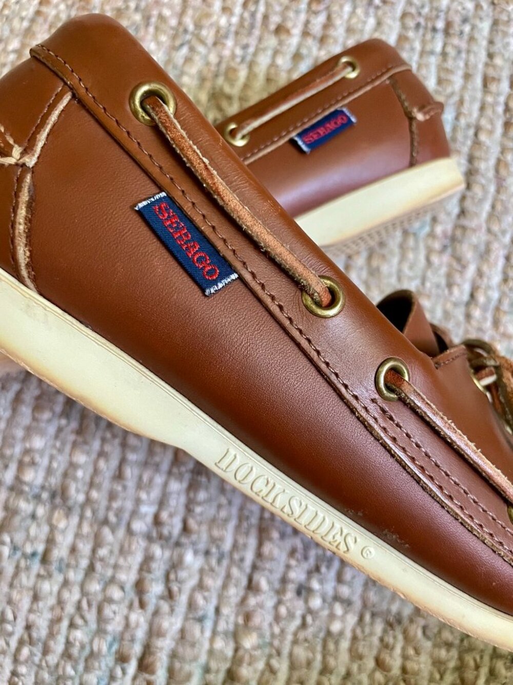 Sebago Docksides Brown Leather Boat Shoes Men's 8.5M Unisex - Picture 6 of 10